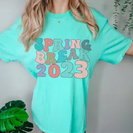 Always Free Shipping! Trendy Comfort Colors® Retro Spring Break 2023 T-shirt, Spring or Summer Blue, White, Green or Blossom T-Shirt