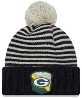 Green Bay Packers Salute to Service Knit Hat with Pom, Black, One Size