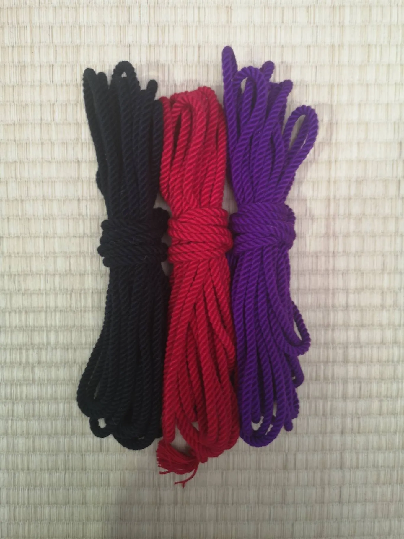 ‘Afterdark kit’. Black, Red, Purple Bondage Rope Kit