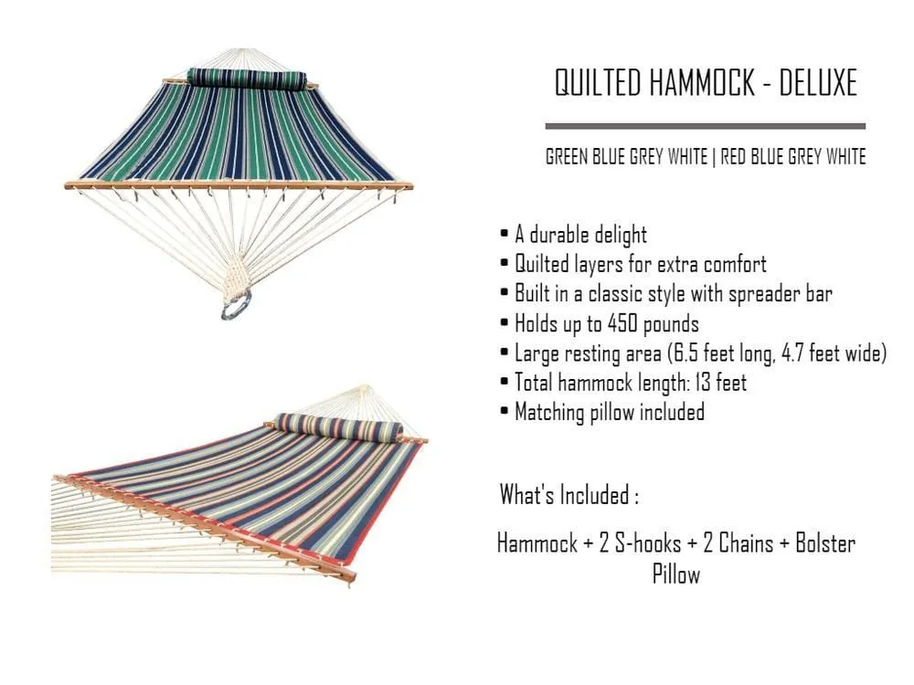 Deluxe Quilted Hammock with 3-Beam Stand