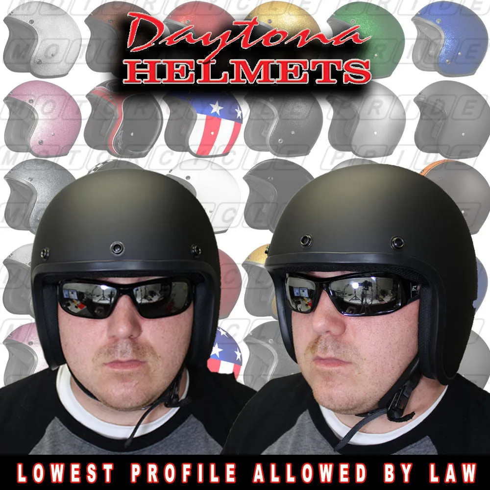 Matt Black - Daytona Low Profile D.O.T. Open Face Helmet