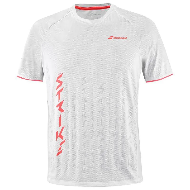 Men's Strike Crew Neck Tennis Tee White and Strike Red