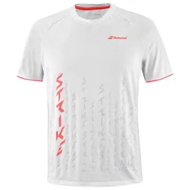 Men's Strike Crew Neck Tennis Tee White and Strike Red