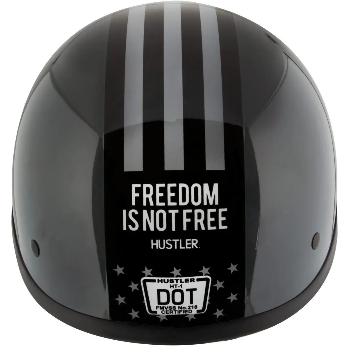 Outlaw Helmets HT1 Hustler Glossy Gray Freedom is Not Free Motorcycle Half Helmet for Men & Women DOT Approved - Adult Unisex Skull Cap for Bike ATV UTV Chopper Cruiser Skateboard