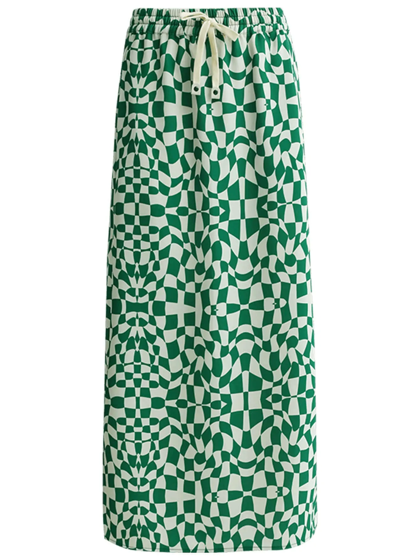 Relaxed Fit Checked Skirt with Side Slit