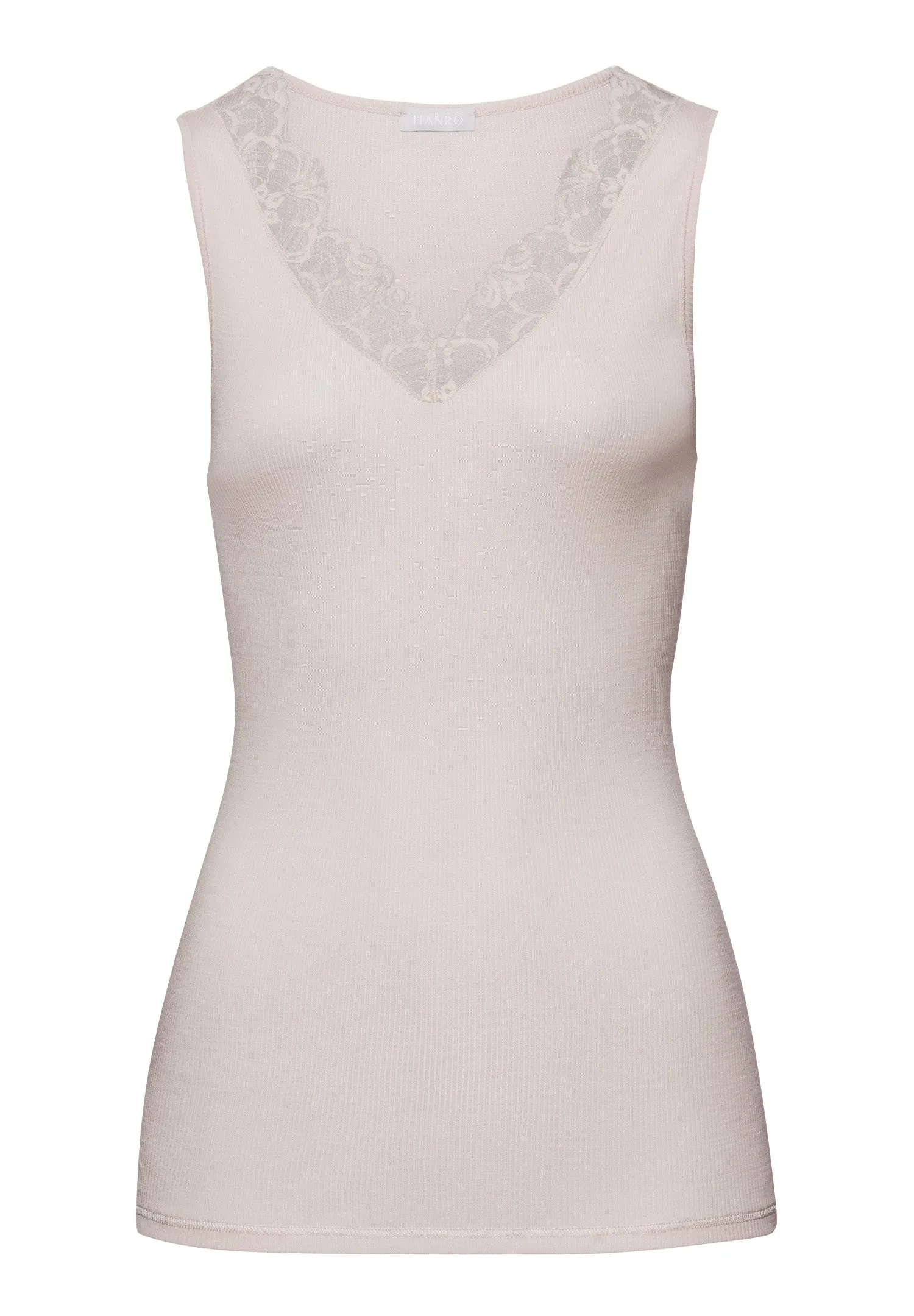 Woolen Lace Fine Ribbed Wool And Silk Tank Top | Pumice 70912-2801